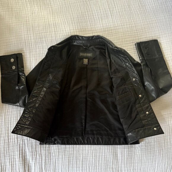 90's Vintage Banana Republic Black Leather Jacket Perfect Condition - Small - Picture 6 of 8